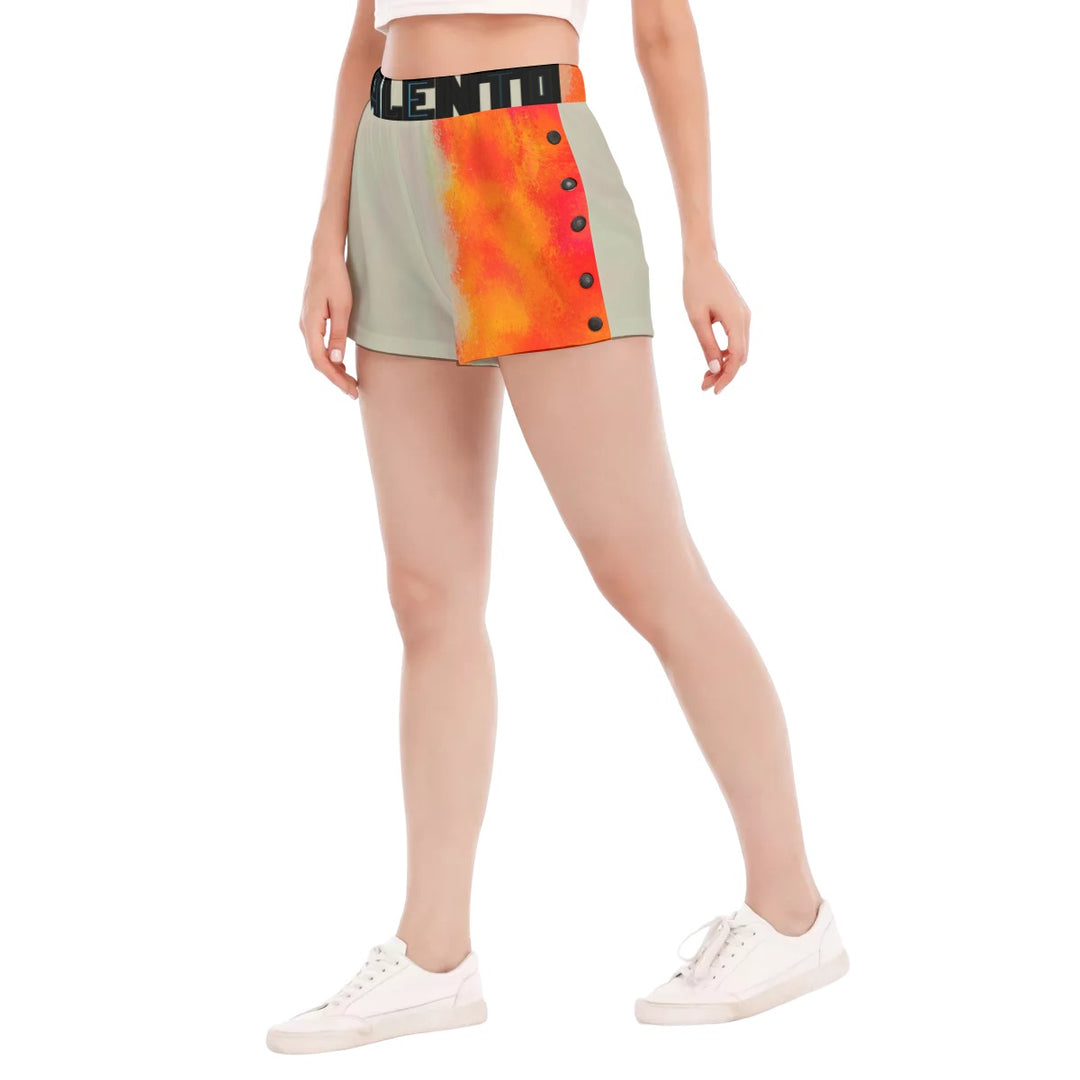 All-Over Print Women's Short Pants With Side Button Closure