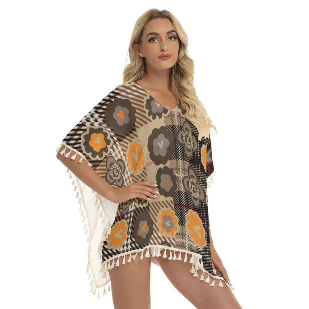 All-Over Print Women's Square Fringed Shawl