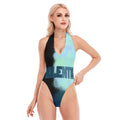 All-Over Print Women's Backless V-neck Skinny Bodysuit