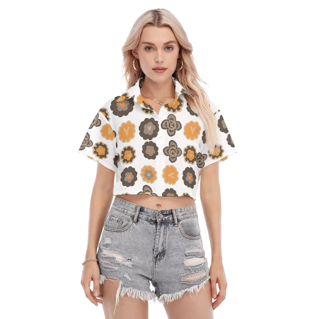 All-Over Print Women's Cropped Blouse