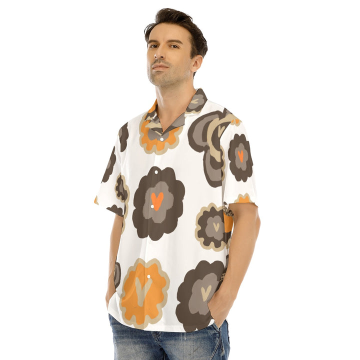 All-Over Print Men's Hawaiian Shirt With Button Closure