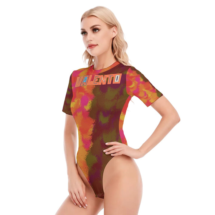 All-Over Print Women's O-neck Short Sleeve Bodysuit