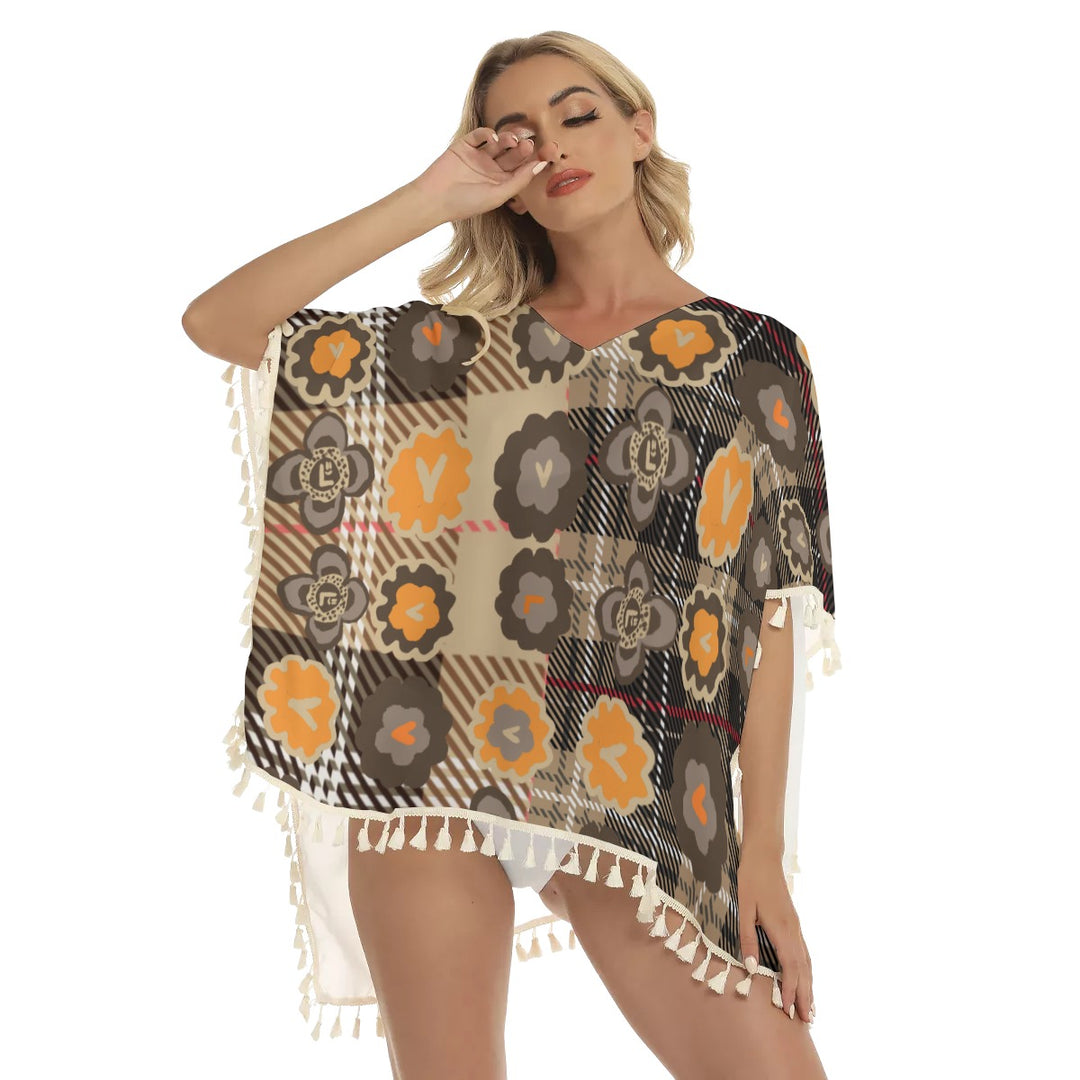 All-Over Print Women's Square Fringed Shawl