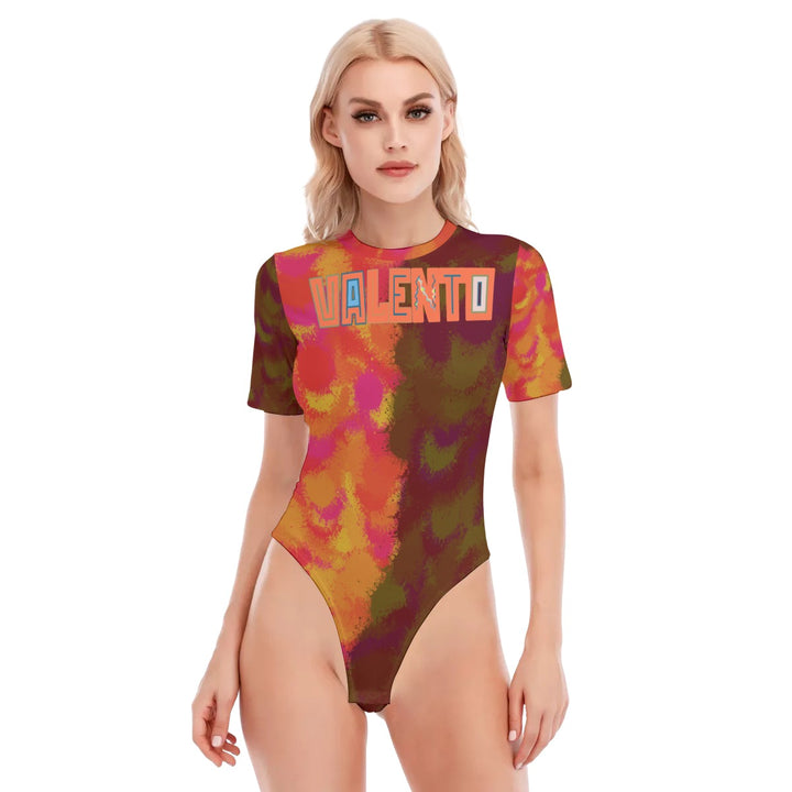 All-Over Print Women's O-neck Short Sleeve Bodysuit