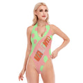 All-Over Print Women's Backless V-neck Skinny Bodysuit