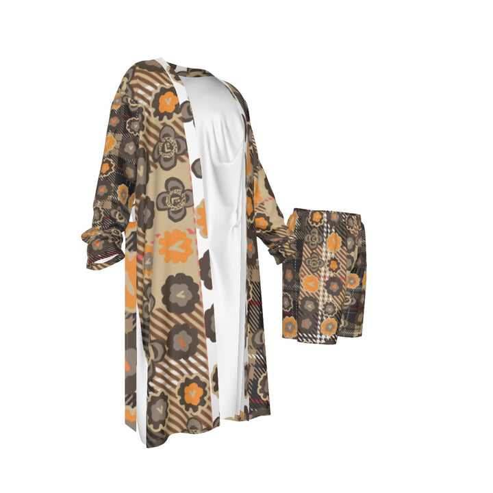 All-Over Print Man's Long Kimono Pajamas Suit