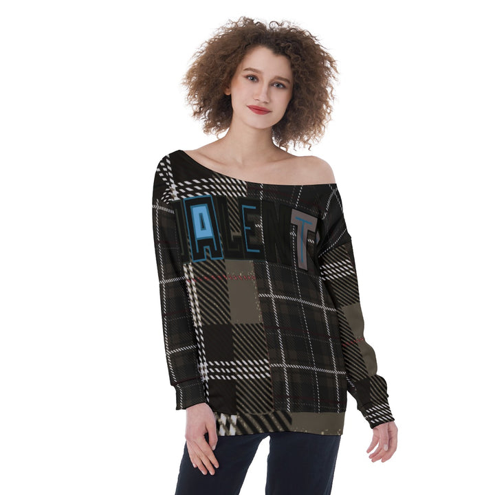 All-Over Print Oversized Women's Off-Shoulder Sweatshirt