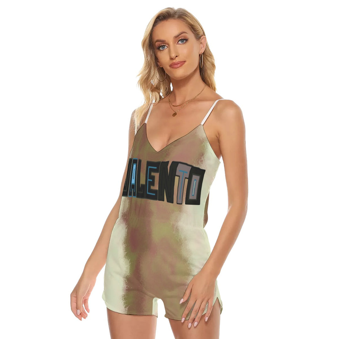 All-Over Print Women's V-neck Cami Romper