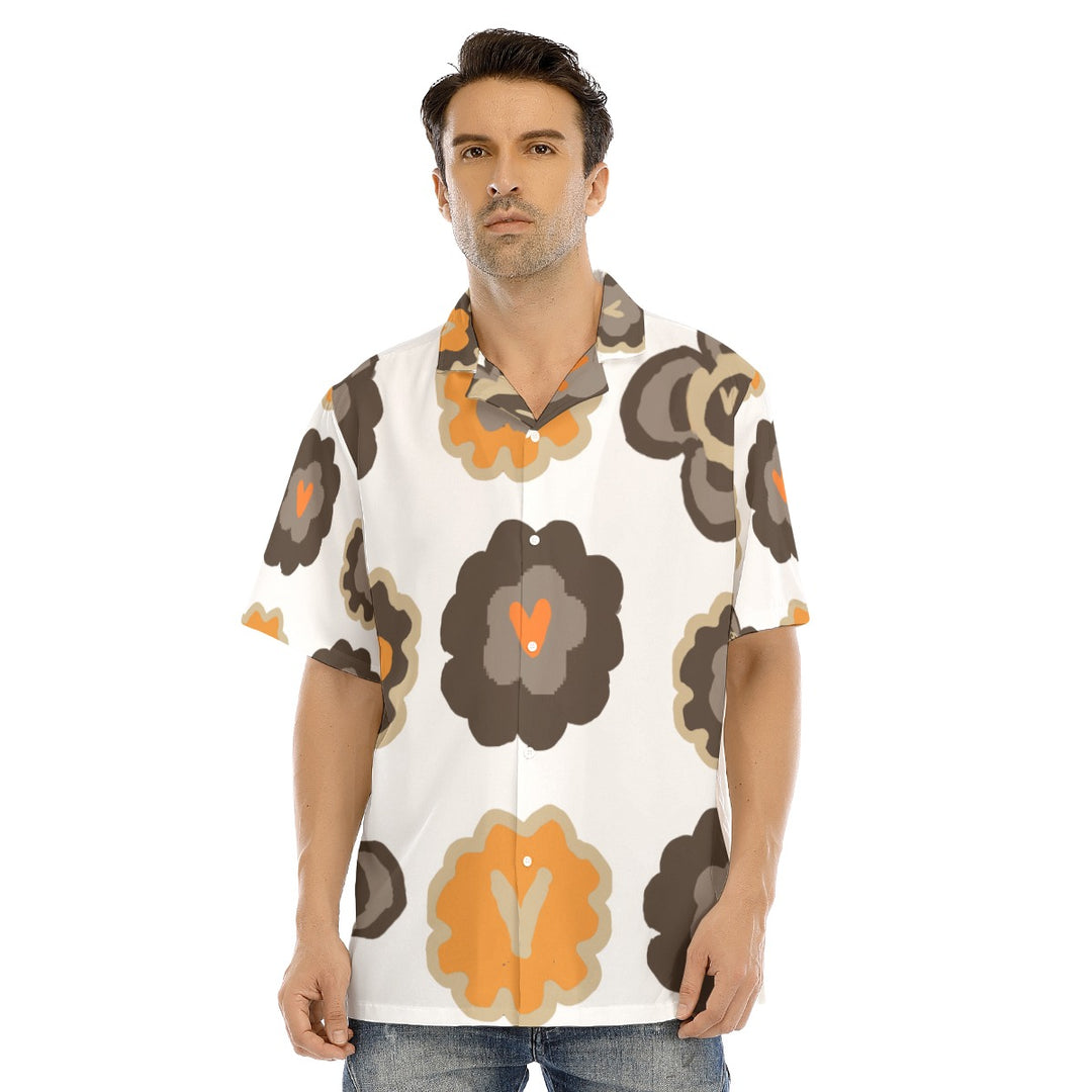 All-Over Print Men's Hawaiian Shirt With Button Closure