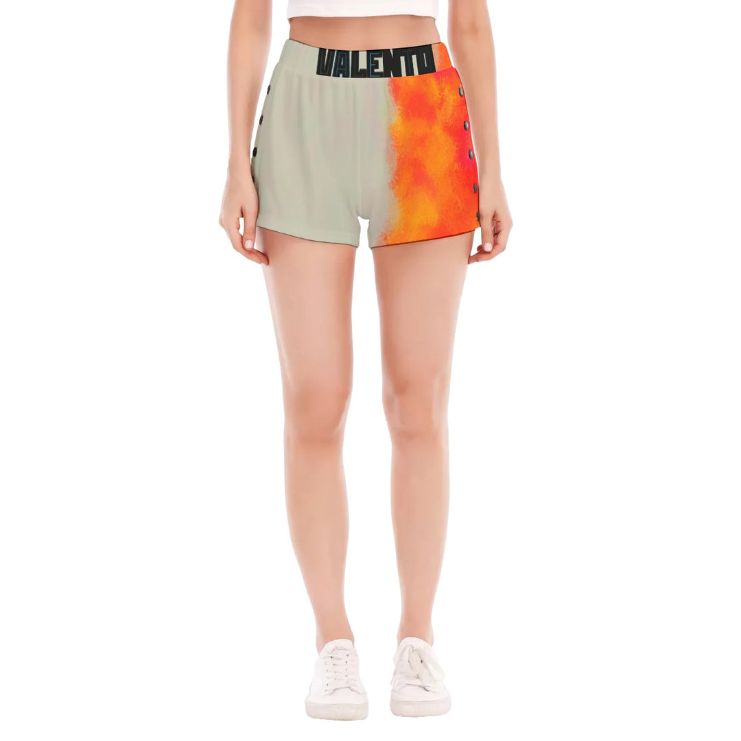 All-Over Print Women's Short Pants With Side Button Closure