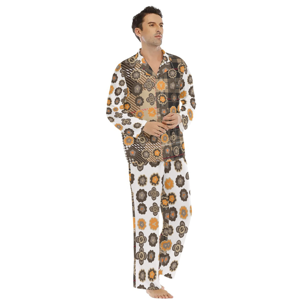 All-Over Print Men's Lapel Pajama Set