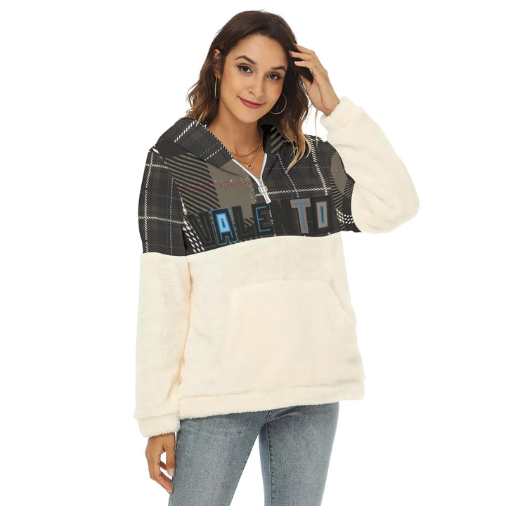 Women's Block Borg Hoodie With Half Zip