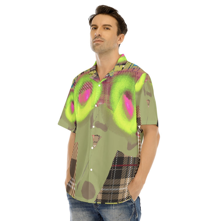 All-Over Print Men's Hawaiian Shirt With Button Closure