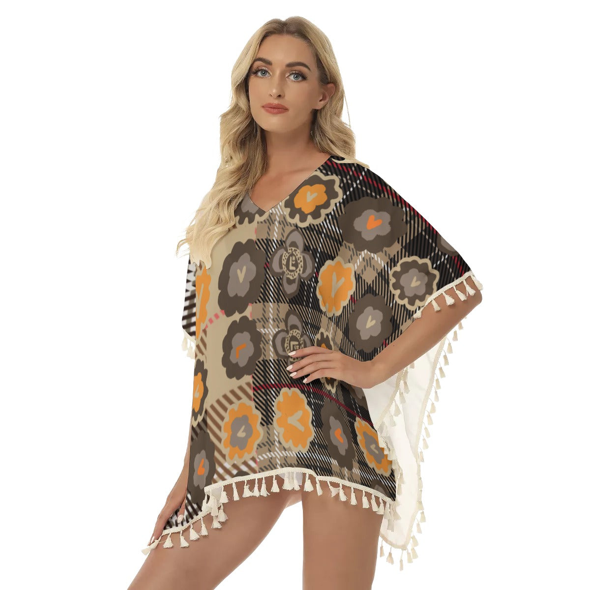 All-Over Print Women's Square Fringed Shawl