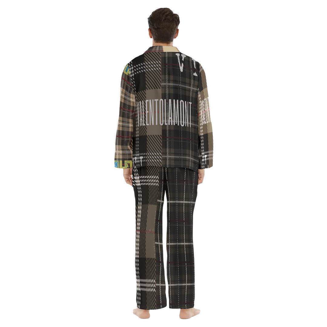 All-Over Print Men's Lapel Pajama Set