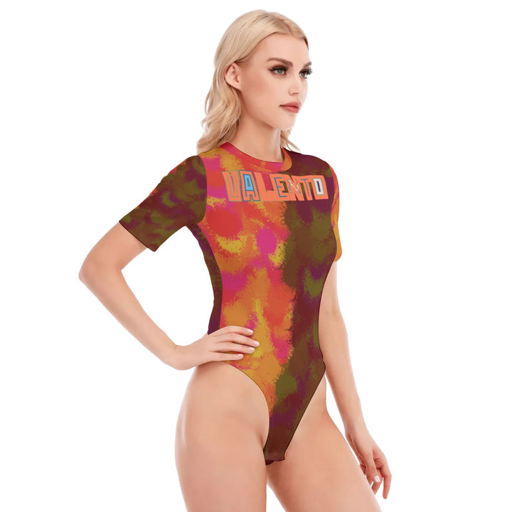 All-Over Print Women's O-neck Short Sleeve Bodysuit