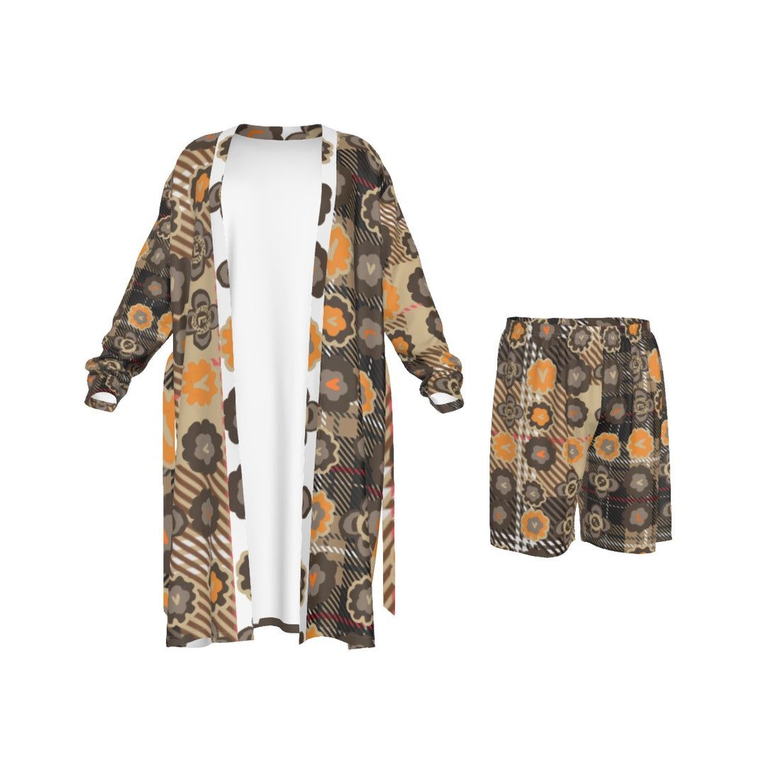 All-Over Print Man's Long Kimono Pajamas Suit