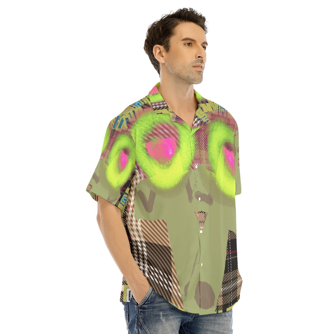 All-Over Print Men's Hawaiian Shirt With Button Closure