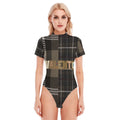 All-Over Print Women's Short Sleeve Half High Neck Bodysuit