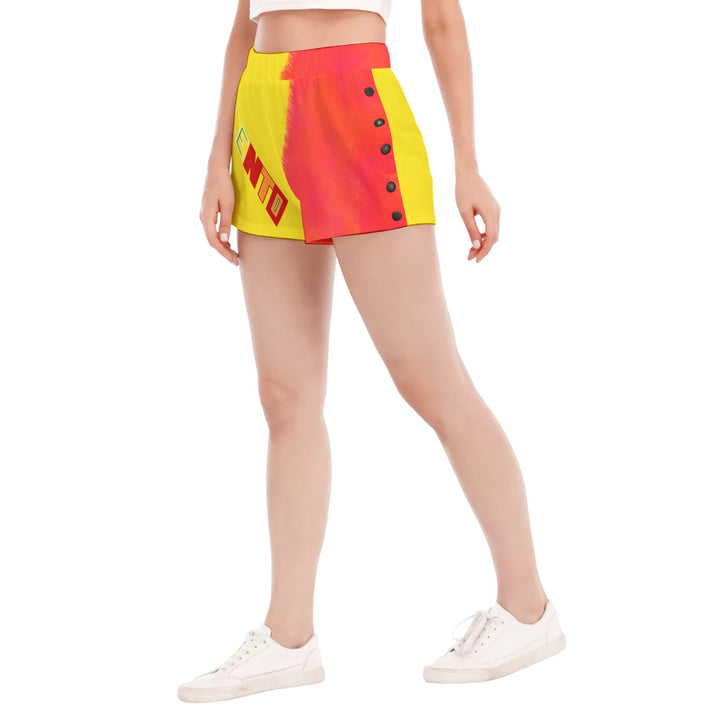 All-Over Print Women's Short Pants With Side Button Closure