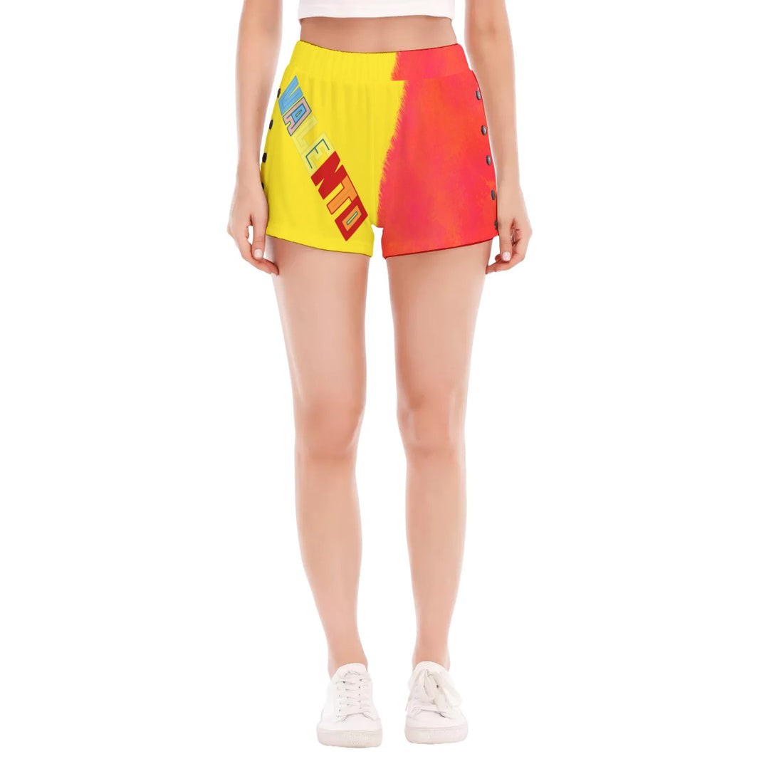 All-Over Print Women's Short Pants With Side Button Closure