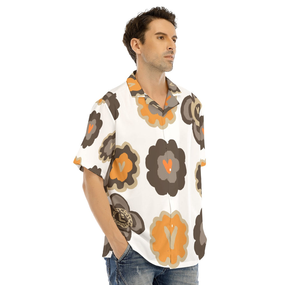 All-Over Print Men's Hawaiian Shirt With Button Closure