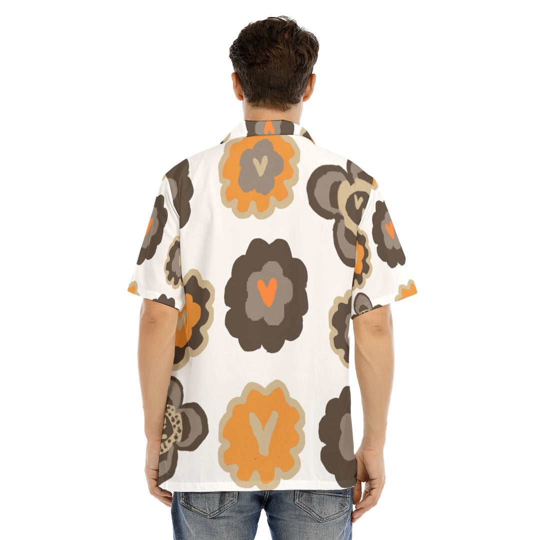 All-Over Print Men's Hawaiian Shirt With Button Closure