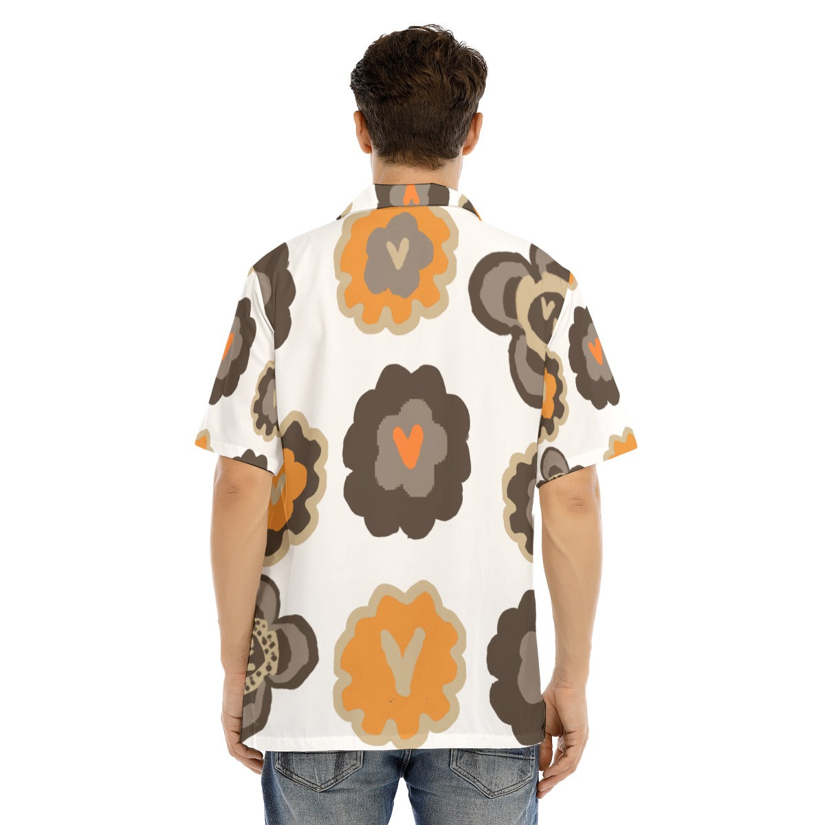 All-Over Print Men's Hawaiian Shirt With Button Closure