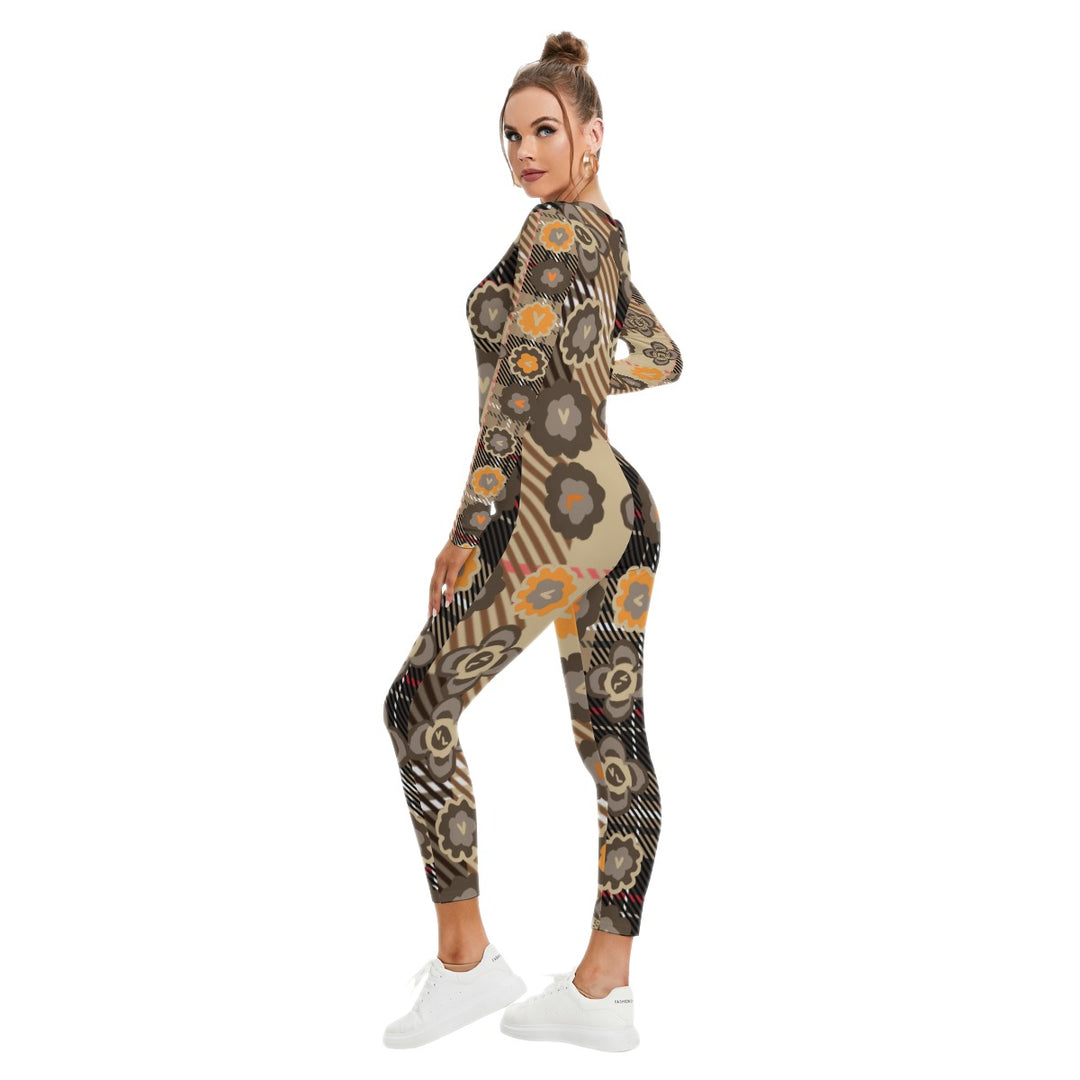 All-Over Print Women's Low Neck One-Piece Pajamas