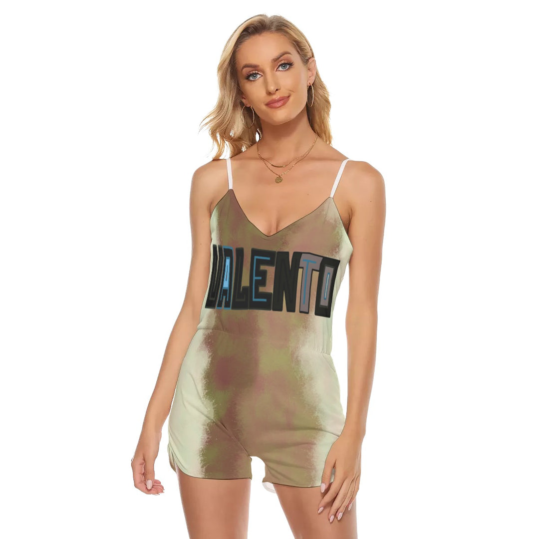 All-Over Print Women's V-neck Cami Romper