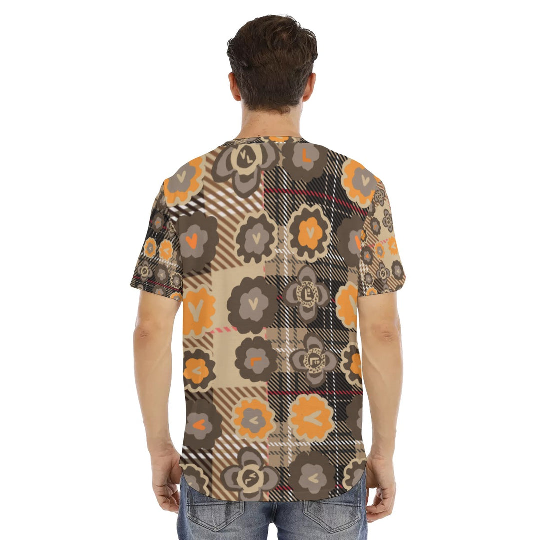 All-Over Print Men's Short Sleeve Rounded Hem T-shirt