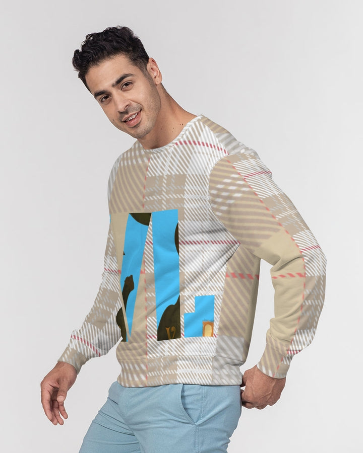 VALENTO  Men's Classic French Terry Crewneck Pullover