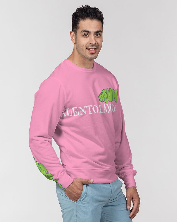 VALENTOLAMONT pink  Men's Classic French Terry Crewneck Pullover