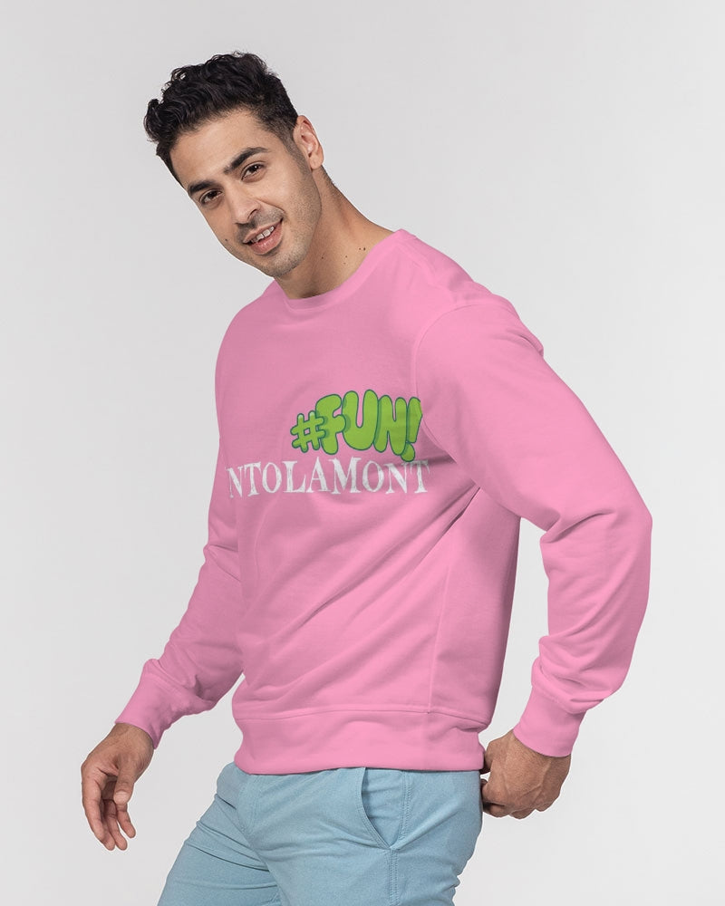 VALENTOLAMONT pink  Men's Classic French Terry Crewneck Pullover