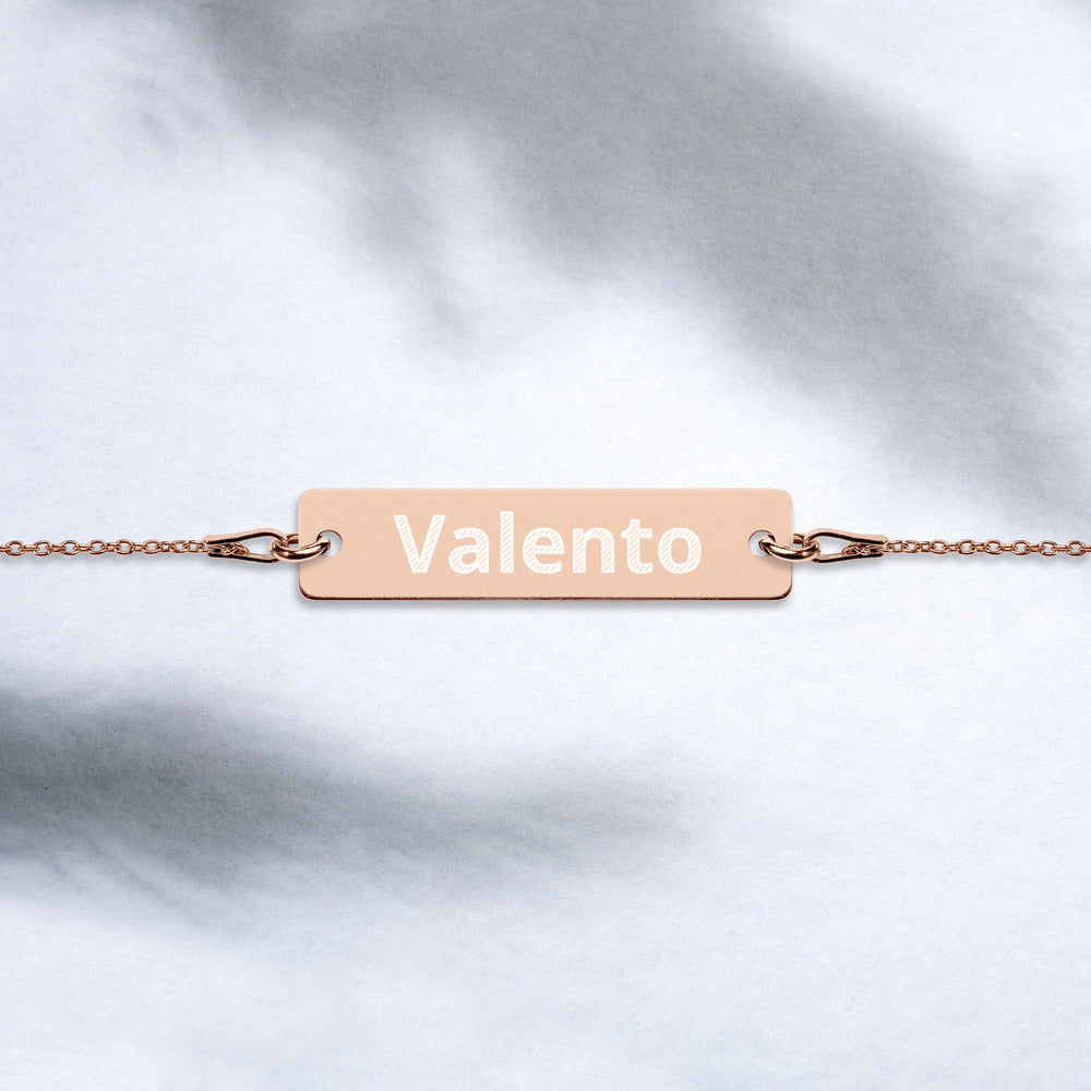 Engraved Silver Bar Chain Bracelet